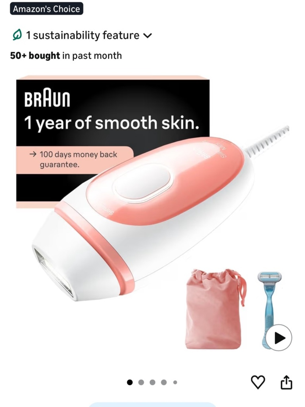 Braun Silk-expert Mini IPL Hair Removal Device — Pink and White NIB - Picture 5 of 5